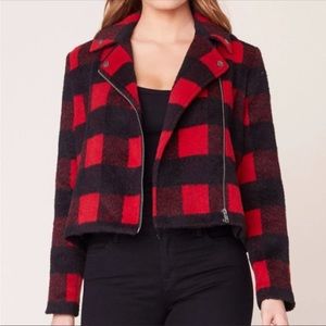 Jack by BB Dakota Plaid Cropped Moro Zip Jacket